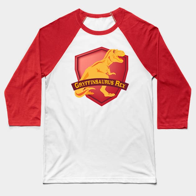 Mesozogwarts Gryffinsaurus Rex Baseball T-Shirt by KimbasCreativeOutlet